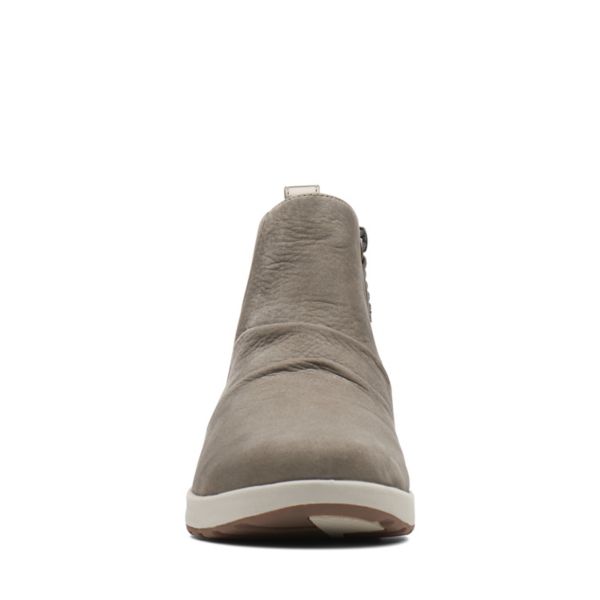 Clarks Womens Un Adorn Mid Ankle Boots Taupe Nubuck | UK-4108976